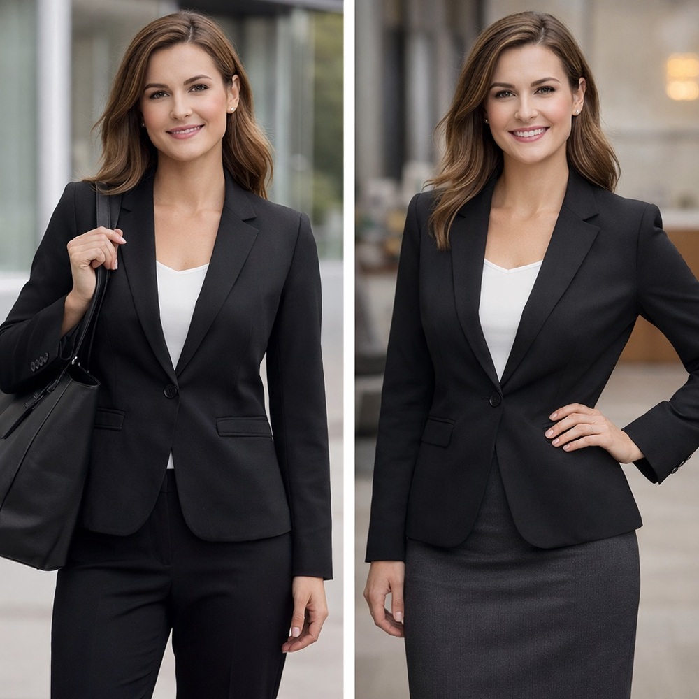The Limited Black One Button Blazer‎ Women’s Large Lined Career Jacket
